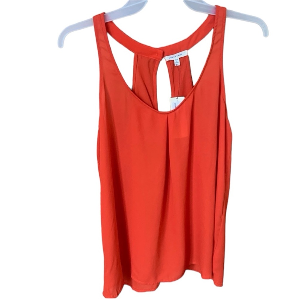 NWT Under Skies Bevello Boutique Orange Halter Back Tank Top Size S